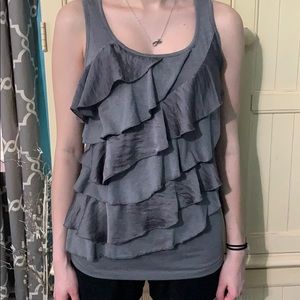 Charlotte Russe Gray Ruffle Tank